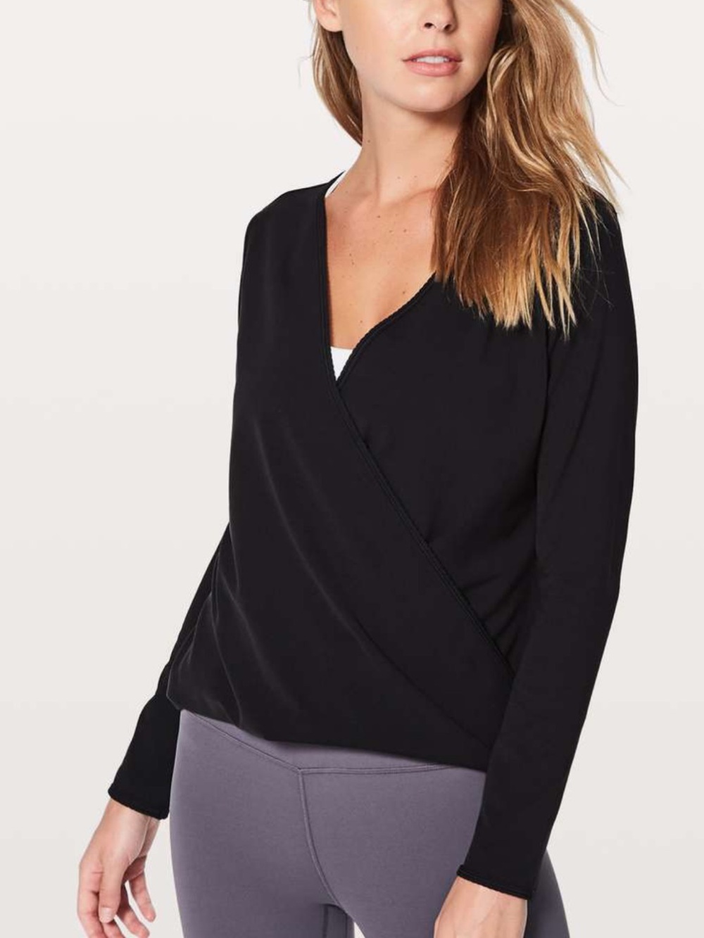lululemon athletica Black Freedom Wrap-Front Sweatshirt Top